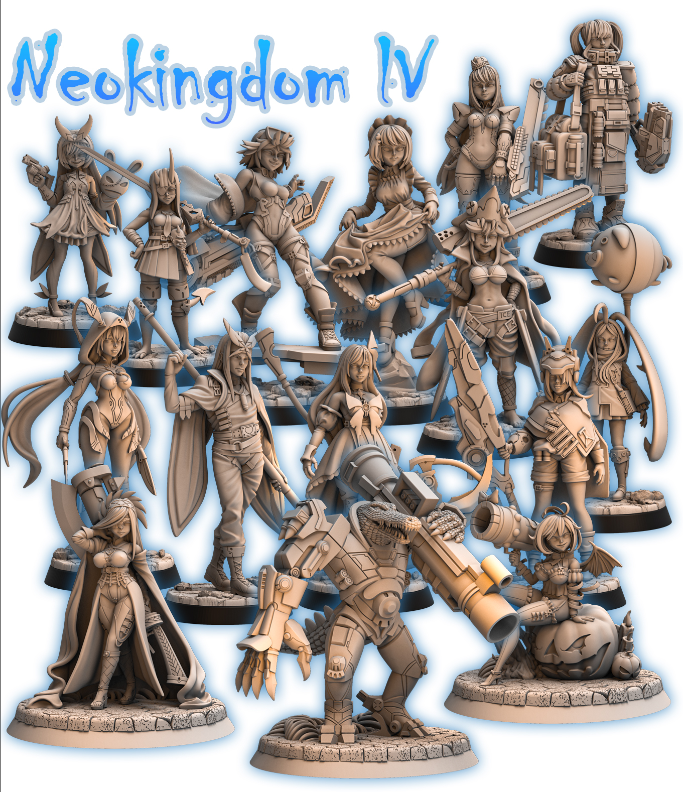 PRE-SUPPORTED Neokingdom Set 4- 32mm - DnD